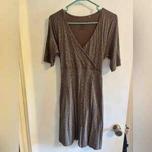 Toad&Co Brown Cue Wrap Patterned Short Sleeve Dress